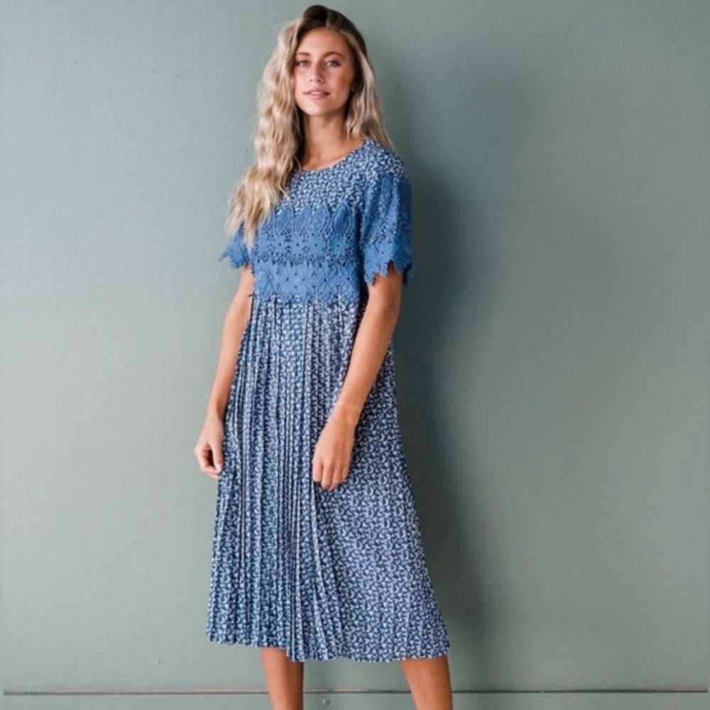 Boho Blue Midi Dress